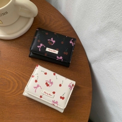 Ví Ngắn Đựng Tiền Da Đẹp Cherry Bow 17536