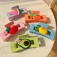 Kẹp Tóc Nhựa Vuông Đính Charm Sanrio/ Hoa Quả 11369