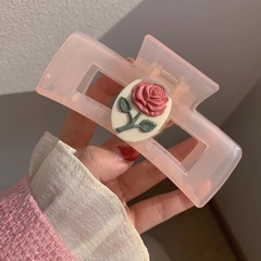 Kẹp Tóc Nhựa Vuông Charm Hoa Hồng Xinh 9989