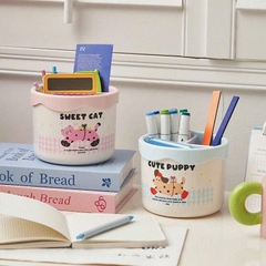Ống Kệ Đựng Bút 3 Ngăn Tròn Cute Puppy, Sweet Cat 16653