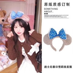 Cài Tóc Tai Gấu Nơ Xanh Chấm Bi Disney 17382