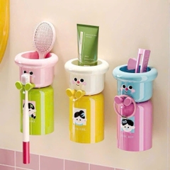 Bộ Giá Đỡ Kèm Cốc Đựng Bàn Chải Dán Tường Cute Nam Châm 17567