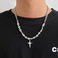 Dây Chuyền Chữ Thập Đính Đá , Ngọc Đá Unisex Titan 16280