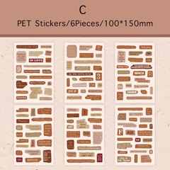 Set 6 Tấm Sticker Kiểu Chữ Vintage Dạng PET 13626