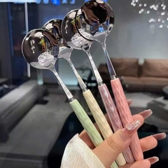 Muỗng Thìa Inox Cán Vân Sần Màu Sắc 17542