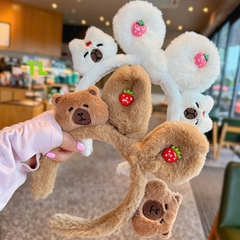 Cài Tóc Tai Thỏ Đính Charm Phối Capybara 2 Đầu Xinh 13921