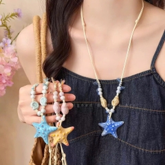 Vòng Cổ Dây Rút Mặt Đá Sao Biển Ốc Hột 17379
