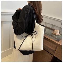 Túi Xách Vải Sợi Dệt Cứng Viền Da Thắt Nơ Thời Trang 15714