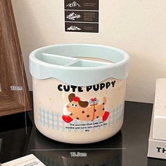 Ống Kệ Đựng Bút 3 Ngăn Tròn Cute Puppy, Sweet Cat 16653