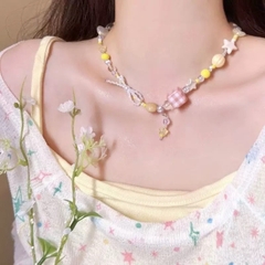 Dây Chuyền Hột Cườm Sắc Màu Caro Vàng/Xanh 17581