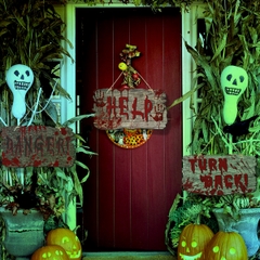 Bảng Giấy Treo Cửa Giả Gỗ Halloween 16033