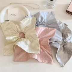 Cột Tóc Vải Scrunchies Vải Bóng Dạng Vuông Chấm Bi Trơn To 17689