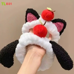 Băng Đô Rửa Mặt Makeup Tai Cún Đen Quả Táo Đỏ 17920