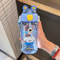 Bình Nước Nhựa Tai Gấu Lovely Bear/Wonderful Nắp Bật Kèm Dây 17330