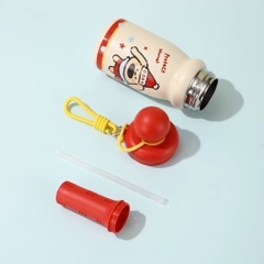 Bình Giữ Nhiệt 500ml Cartoon Nắp Tròn Hoạ Tiết Cún Kèm Quai Dẻo 17576