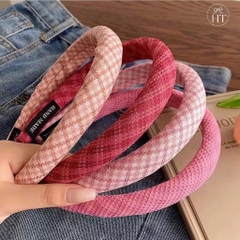 Cài Tóc Xốp Màu Hồng Pastel 1.5cm Trơn Caro Sọc 17681