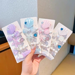 Set 2 Kẹp Tóc Hình Vỏ Sò Sao Biển Óng Ánh 15534