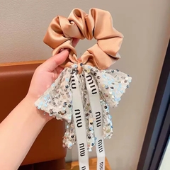 Cột Tóc Vải Bóng Nơ Kim Tuyến Dây MIU MIU 16662