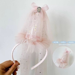 Cài Tóc Kiểu Nón Chóp Nhựa Viền Voan Phối Voan Dài 15522