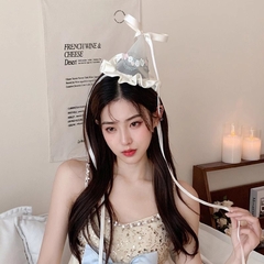 Buộc Tóc Kiểu Nón Chóp Nơ Ruy Băng Viền Hoa Ren Tiểu Thư Có Dây Buộc 15470