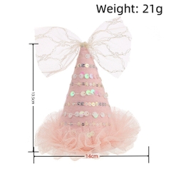 Kẹp Tóc Kiểu Nón Lông Vũ Chóp Nơ Ren Trắng Be 15468