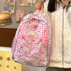 Balo Caro Hồng Kitty Vải Dù Đan Dây 15710