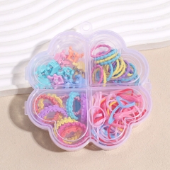 Hộp 4 Ngăn Cỏ 4 Lá Dây Thun Cột Tóc+ Kẹp Càng Cua Mini Bé 15351