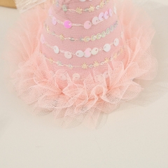 Kẹp Tóc Kiểu Nón Lông Vũ Chóp Nơ Ren Trắng Be 15468