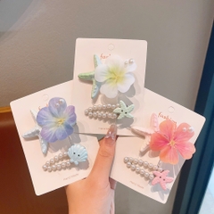 Set 2 Kẹp Tóc Sao Biển Hoa Lan Đính Ngọc Trai Đi Biển 17942