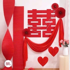 Dải Giấy Đỏ Xếp Quạt 30cm*3m Decor Trang Trí 17003