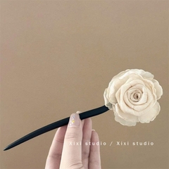 Trâm Cài Tóc Gỗ Phong Cách Trung Hoa Gắn Hoa Vải 16145