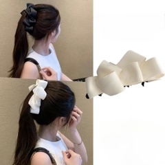 Kẹp Chuối Dọc Kiểu Càng Cua Đuôi Ngựa Nơ Ruy Băng Gấp Nếp 16550