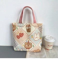 Túi Tote Vải Canvas In Hình Đủ Mẫu 32Cm Không Khoá Kéo 17674