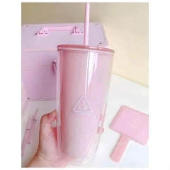 Ly Nhựa 2 Lớp Trong Pastel 3CE Kèm Ống Hút 750ml 16875