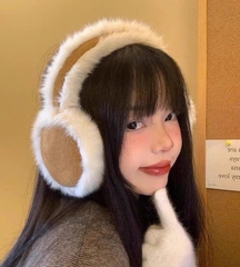 Chụp Tai Giữ Ấm Da Lộn Trơn Lông Xù 16121