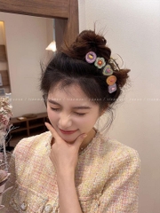 Kẹp Tóc Nhựa Cung Charm Tim Hoa Xinh 10105