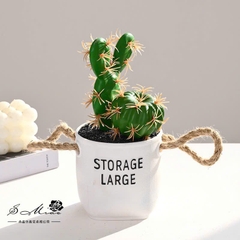Chậu Xương Rồng Giả Dây Thừng Decor 16069