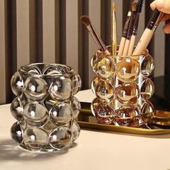 Lọ Ống Đựng Cọ Vân Bi Tròn Nổi Trong Suốt 17002