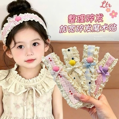 Miếng Dán Tóc Mái Vải Đủ Mẫu Kèm Charm Dáng Băng Đô Cài Dài 17711