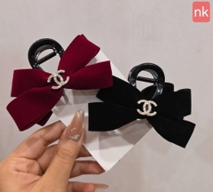 Kẹp Tóc Nhựa Cung 8cm Nơ Nhung Đính Charm 16542