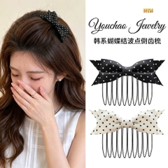 Set 2 Lược Bườm Xước Tóc Nơ Vải Chấm Bi Chéo Cắt Góc 17784