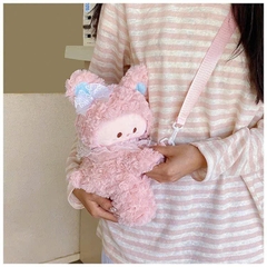 Túi Bé Gấu Lông Xù Tai Nơ Ren Đeo Chéo Ôm Bụng Cute 15708