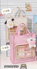 Túi Học Thêm Vải Dù Dáng Dọc Trơn Mặt Kính Trước 15717