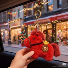 Móc Khoá Gấu Bông Chú Ngựa Đeo Vàng 16586