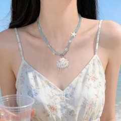 Vòng Cổ Hạt Cườm Đính Vỏ Sò Nơ 17470