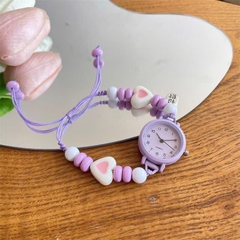 Đồng Hồ Dây Chỉ Rút Hạt Ngọc & Charm Trái Tim 16638