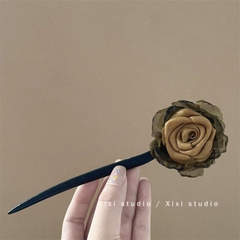 Trâm Cài Tóc Gỗ Phong Cách Trung Hoa Gắn Hoa Vải 16145