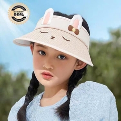 Mũ Cói Nửa Đầu Hoạ Tiết Gấu Thú Nhắm Mắt Có Tai Cho Bé 17311