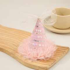 Kẹp Tóc Kiểu Nón Lông Vũ Chóp Nơ Ren Trắng Be 15468