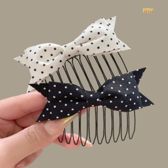 Set 2 Lược Bườm Xước Tóc Nơ Vải Chấm Bi Chéo Cắt Góc 17784